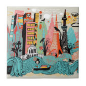 手描きの東京日本 タイル (正面)