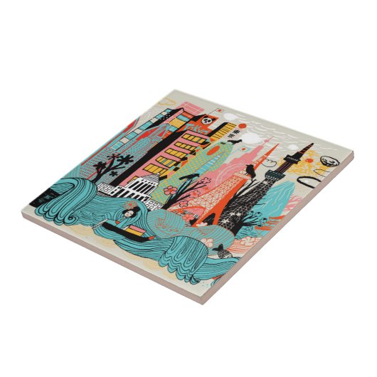 手描きの東京日本 タイル (側面)