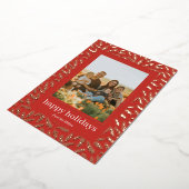 手描きの松のフレームホイル ホリデー写真カード 箔シーズンカード (回転した状態)