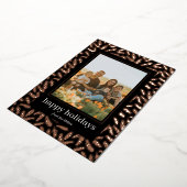 手描きの松のフレームホイル ホリデー写真カード 箔シーズンカード (回転した状態)