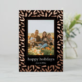 手描きの松のフレームホイル ホリデー写真カード 箔シーズンカード (立ち正面)