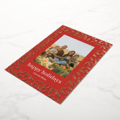 手描きの松のフレーム ホイル ハoliday フォトカード 箔シーズンカード (回転した状態)