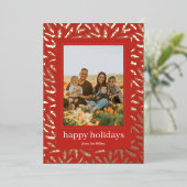 手描きの松のフレーム ホイル ハoliday フォトカード 箔シーズンカード (立ち正面)