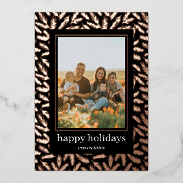 手描きの松のフレーム ホイル ハoliday フォトカード 箔シーズンカード