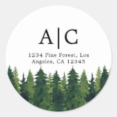 手描きの松の木 カスタム 返送先住所 ラウンドシール (正面)