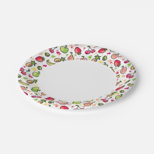 手描きの果実パターン ペーパープレート (アングル)