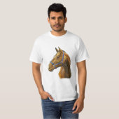 手描きの栗毛の馬 Tシャツ (正面フル)