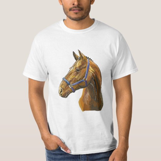 手描きの栗毛の馬 Tシャツ (正面)