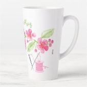 手描きの桜のニードルポイント カフェラテマグ (右)