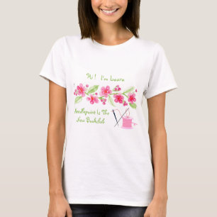 手描きの桜の花のニードルポイントをカスタマイズ Tシャツ