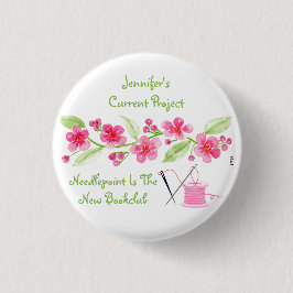手描きの桜の花のニードルポイント 缶バッジ