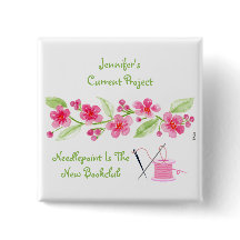 手描きの桜の花の刺繍スクエア