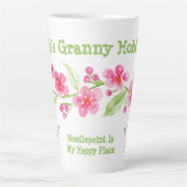 手描きの桜の花 グラニー ニードルポイント カフェラテマグ (正面)