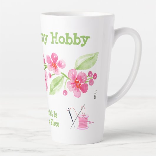 手描きの桜の花 グラニー ニードルポイント カフェラテマグ (右)