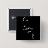 手描きの棒の姿"私は"ボタンがかかるのを見ています 缶バッジ (正面&裏面)