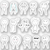 手描きの棒人間 楽しい棒人間リアクション シール (正面)