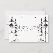 手描きの森と山のデスティネーションウェディング 出欠カード (正面)