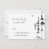 手描きの森と山のデスティネーションウェディング 出欠カード (裏面)