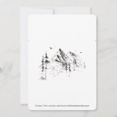 手描きの森と山のデスティネーションウェディング 招待状 (裏面)