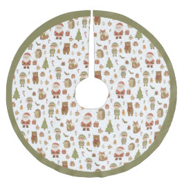 手描きの森林動物のクリスマス - ツリースカート