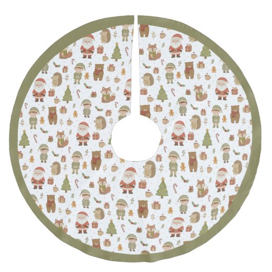 手描きの森林動物のクリスマス - ツリースカート (正面)