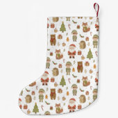 手描きの森林動物クリスマスストッキング スモールクリスマスストッキング (裏面)