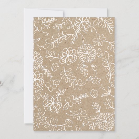 手描きの植物が可愛らしいクラフト紙風デザイン | ベビーシャワー 招待状 (裏面)