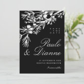 手描きの植物の葉 Save the Date 招待状 (スタンド正面)