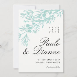 手描きの植物の葉 Save the Date 招待状