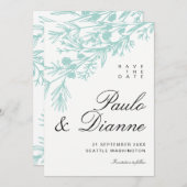 手描きの植物の葉 Save the Date 招待状 (正面/裏面)