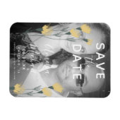 手描きの植物学的なワイルドフラワーのSave the Date マグネット (横)