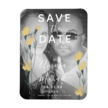 手描きの植物学的なワイルドフラワーのSave the Date