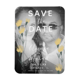 手描きの植物学的なワイルドフラワーのSave the Date マグネット