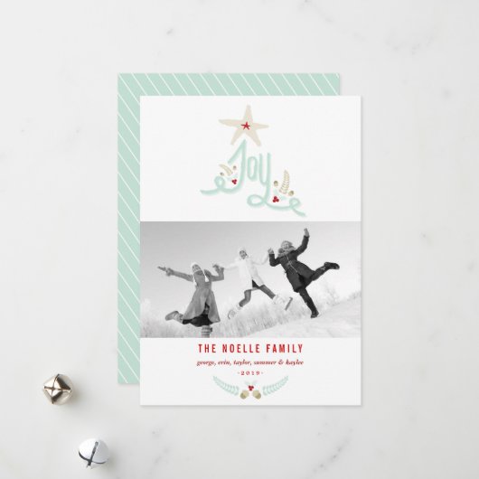 手描きの楽しいカリグラフィー植物写真 ラスティックスタイル シーズンカード (正面/裏面インサイチュ)