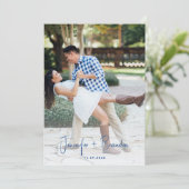 手描きの楽しいフランス風 Save the Date フォト 招待状 (スタンド正面)