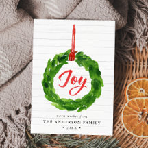 手描きの楽しいホリデーシーズンリースのカード