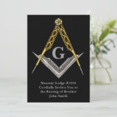 手描きの正方形およびコンパス 招待状 (スタンド正面)