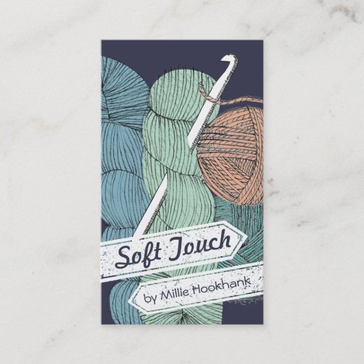 手描きの歪んだヤーンのかせのかせのかぎ針編みホック 名刺 (正面)