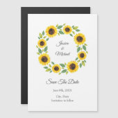 手描きの水彩ひまわりリース マグネット招待状 (正面/裏面)