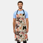 手描きの水彩シームレスな模様（色付き） エプロン (着用した状態)