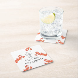 手描きの水彩タカアシガニ メインキャッチ ブライダルシャワー スクエアペーパーコースター