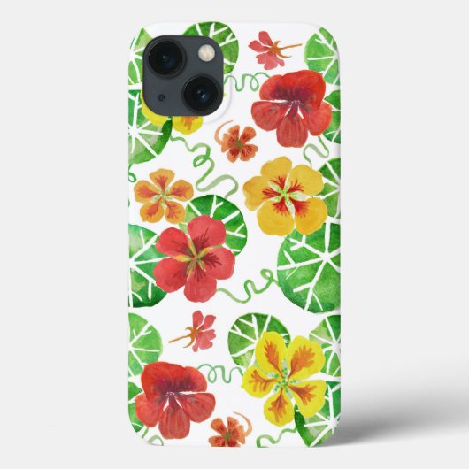 手描きの水彩ナスタチウムの花 Case-Mate iPhoneケース (裏面)