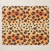 手描きの水彩ヒョウ柄。異国風の毛皮  シェルパブランケット (正面(横))