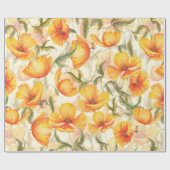 手描きの水彩フローラの継ぎ目なしパターン ラッピングペーパー (フラット)