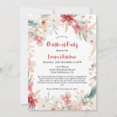 手描きの水彩植物のクリスマスパーティー 招待状 (正面)