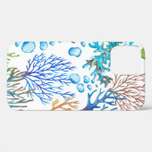 手描きの水彩海紋とサンゴ。ウント Case-Mate iPhoneケース (裏面 (横))