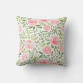 手描きの水彩画のバラ クッション (正面)