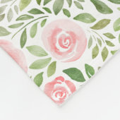 手描きの水彩画のバラ フリースブランケット (角)