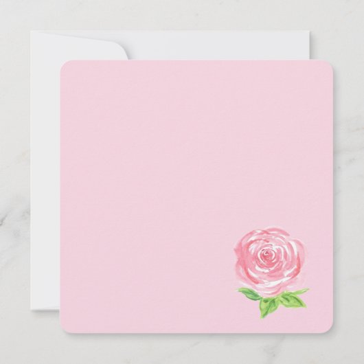 手描きの水彩画のバラ HAPPY BIRTHDAY 招待状 (裏面)