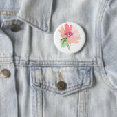 手描きの水彩画の花ボタン 缶バッジ (インサイチュ)